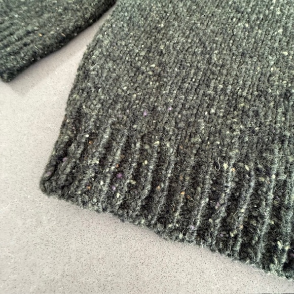 Authentic Irish Aran Islands ‎Merino Wool Tweed 1/4 Zip Green Sweater‎ XL-worn1x - Picture 2 of 10